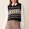 u0026 Isla Knitwear | Gifts Under £250^& Isla Eliana Fairisle Vest In Black Multi IF4C-192