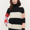 u0026 Isla Knitwear | Gifts Under £250^& Isla Sadie Colourblock Black/Multi Stripe Funnel Cashmere Jumper IF3