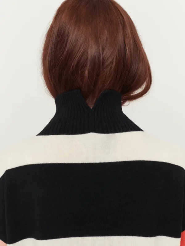 u0026 Isla Knitwear | Gifts Under £250^& Isla Sadie Colourblock Black/Multi Stripe Funnel Cashmere Jumper IF3