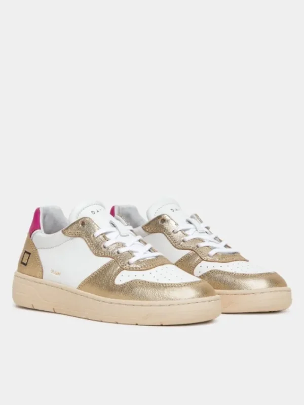 D.A.T.E. Footwear | Footwear^Court Laminated White Platinum Trainers W997-CR-LM-WM