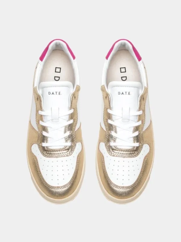 D.A.T.E. Footwear | Footwear^Court Laminated White Platinum Trainers W997-CR-LM-WM