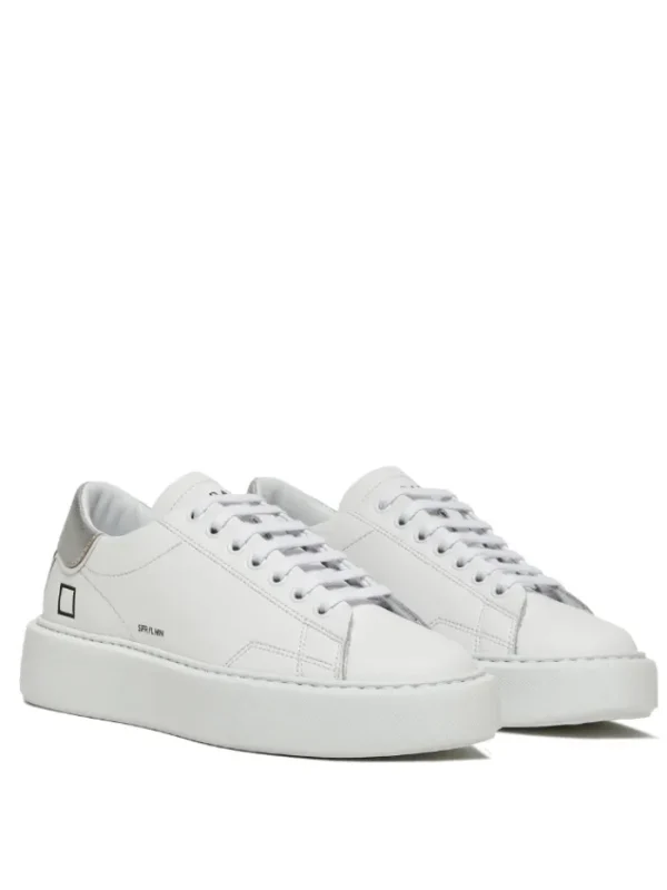 D.A.T.E. Footwear | Footwear^Sfera Laminated White Silver Trainers W401-SF-LM-WS