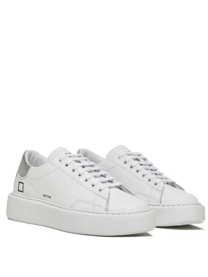 date_sfera_laminated_whit_1.webp D.A.T.E. Footwear | Footwear^Sfera Laminated White Silver Trainers W401-SF-LM-WS