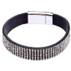 Black Colour Gifts Under £50^Diamanté T Bracelet B21690 Thin Black Leather