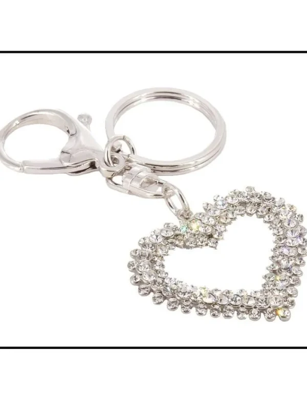 Black Colour Gifts Under £50 | Keyrings^Diamanté T Silver Heart Keyring T1116
