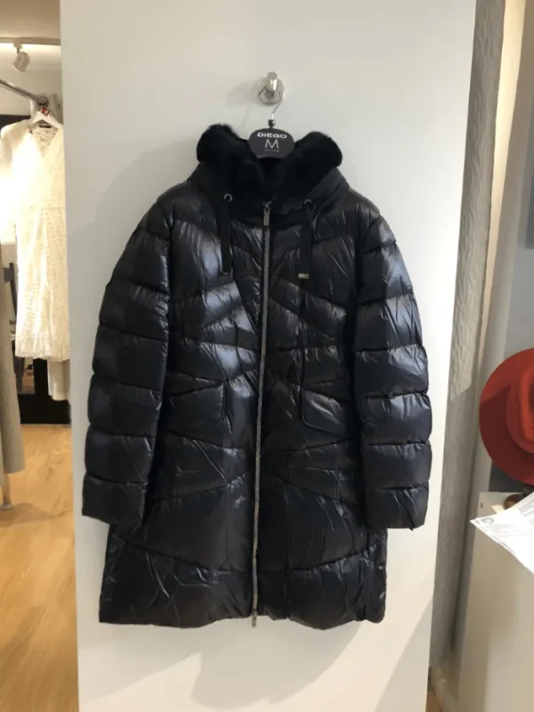 Diego M Milano Coats And Jackets | Puffers And Gilets^Black Long Down Jacket With Trimming 231P T931 OTM Col
