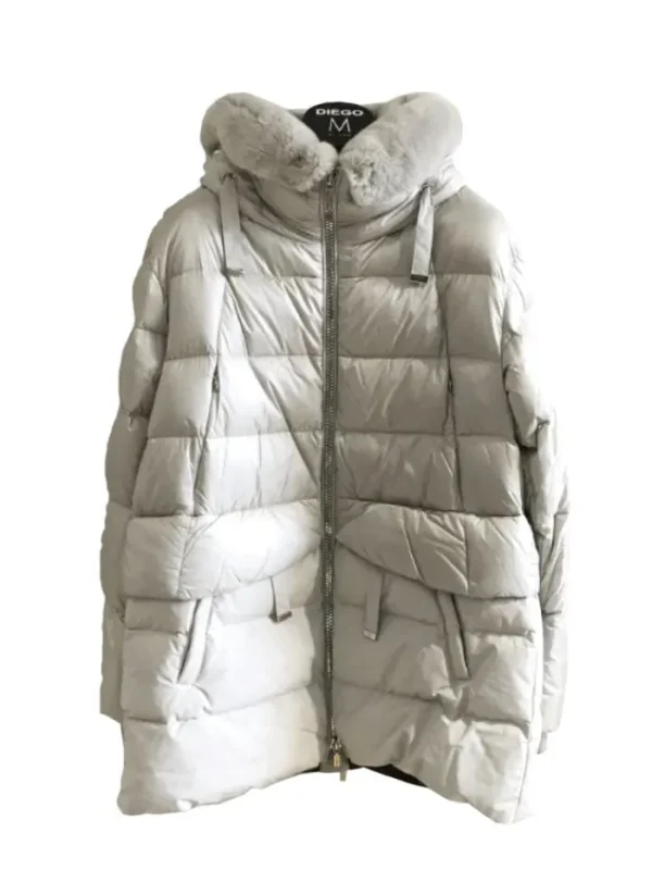 Diego M Milano Coats And Jackets | Puffers And Gilets^Down Silver Jacket With Trimming 231P T914 OTC Col 906