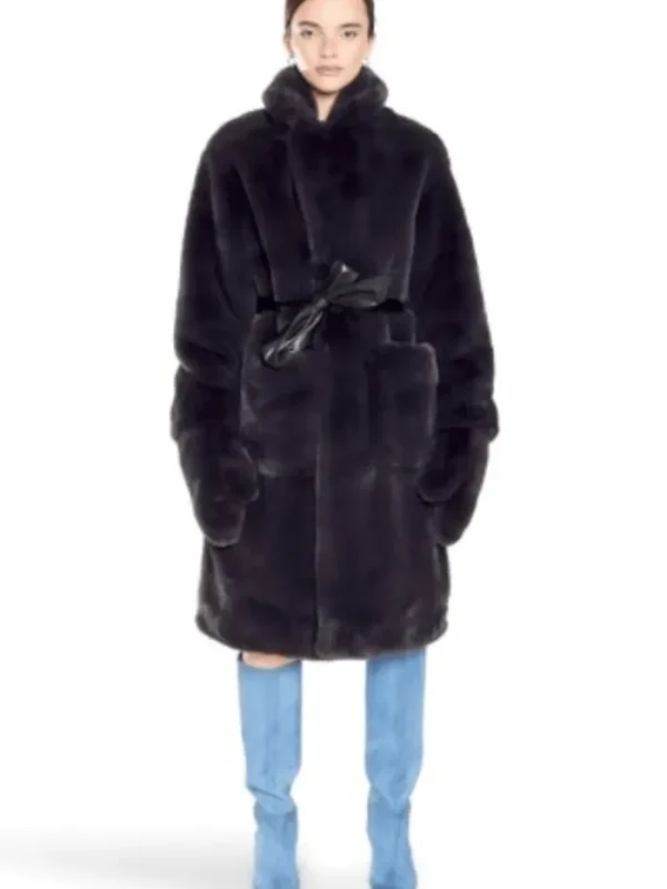 Freed Coats And Jackets | Faux Fur Edit^Lily Long Faux Fur Coat in Coal Black