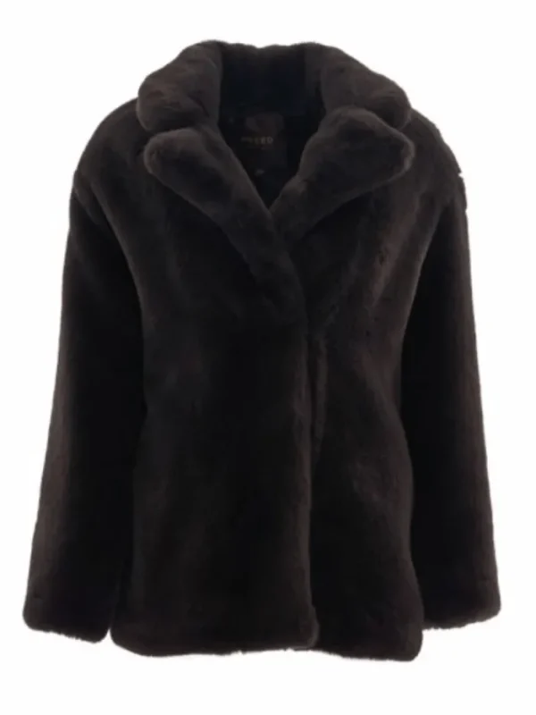 Freed Coats And Jackets | Faux Fur Edit^Riley Faux Fur Hip Length Coat In Coal Black