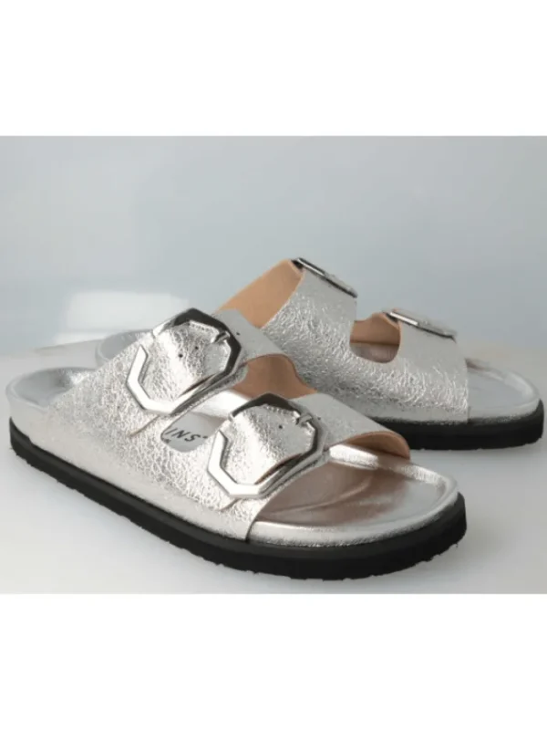 Genuins Beachwear | Footwear^Footwear GALIA Vegan Silver Flat Sandals G105679