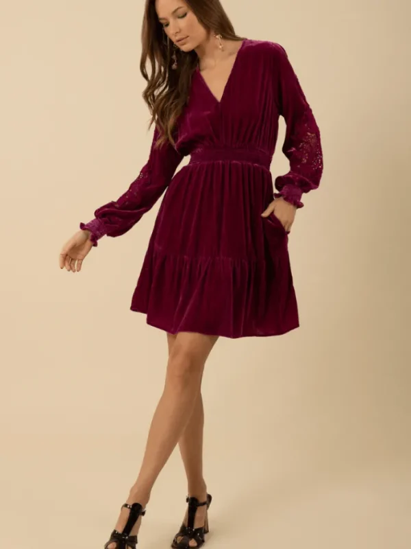 Hale Bob Dresses | Party Wear^ALISON Washed Velvet Violet Dress 48CF620A