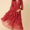 Hale Bob Dresses | Luxury Gifts^Alma Tiered Chiffon Maxi Dress In Raspberry 38EH6040