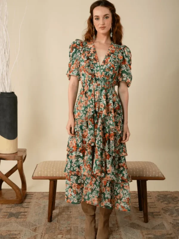 Hale Bob Dresses | Luxury Gifts^DREAM Tiered Chiffon Dress In Green 45WR642A
