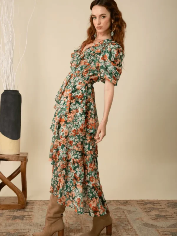 Hale Bob Dresses | Luxury Gifts^DREAM Tiered Chiffon Dress In Green 45WR642A
