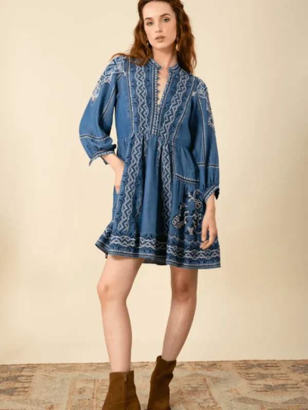 Hale Bob Dresses | Luxury Gifts^GABRIELA Chambray Mini Dress In Blue 45MW630T