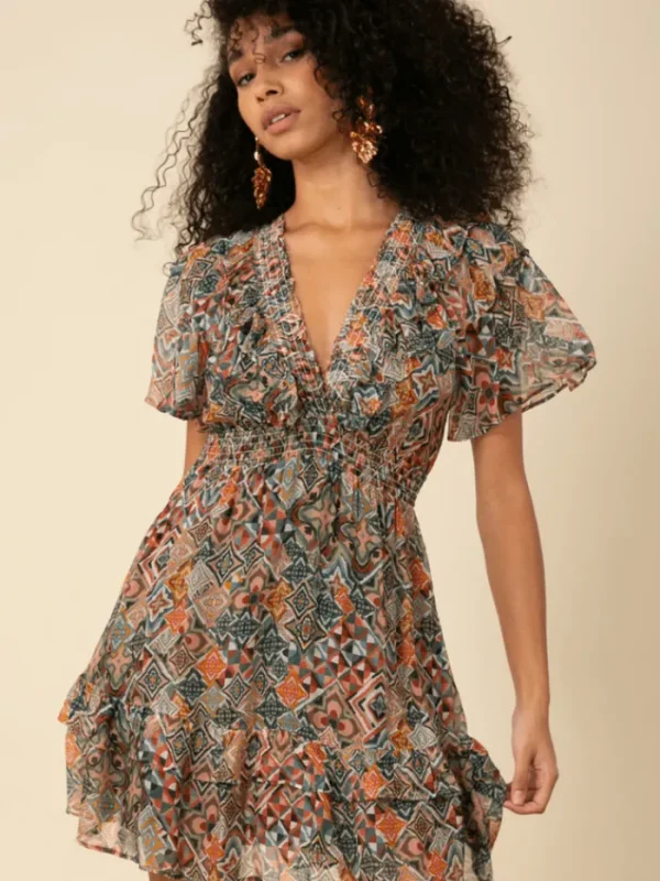 Hale Bob Dresses | Luxury Gifts^KIARA Chiffon Mini Dress In Olive 45EC610A Col Oli