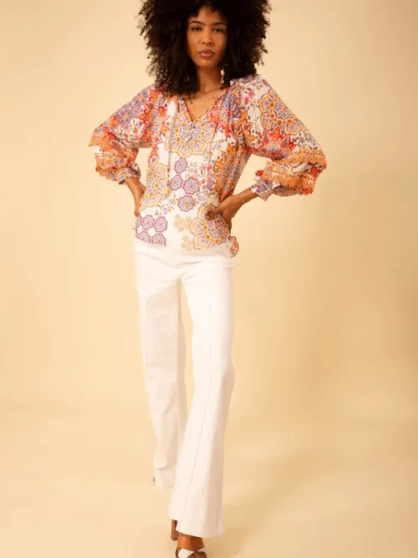 Hale Bob Tops | Gifts Under £250^LILITH Ivory With Print Top H43EK220A Col IVR