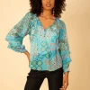 Hale Bob Tops | Gifts Under £250^LILITH Turquoise With Print Top H43EK220A Col TUR