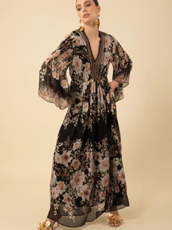 hale_bob_womens_alanna_pa_1.webp Hale Bob Dresses | Party Wear^Women's ALANNA Patterned Maxi Dress In Black 4YPR652A Col BLK