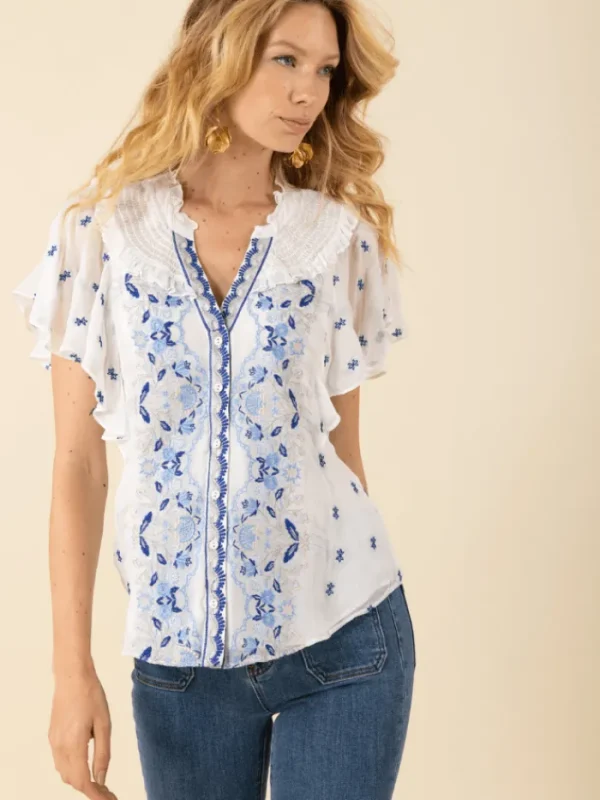 Hale Bob Tops | Luxury Gifts^Women's ALIANA Embroidered Chiffon Top 51EB230A