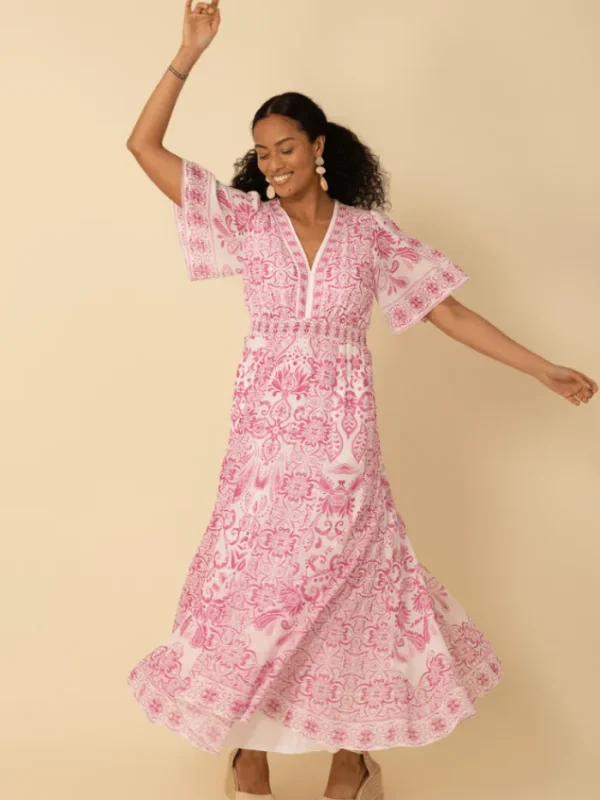 Hale Bob Dresses | Party Wear^Women's ELLIS Pink Patterned Maxi Dress 4ZEK622A Col PNK