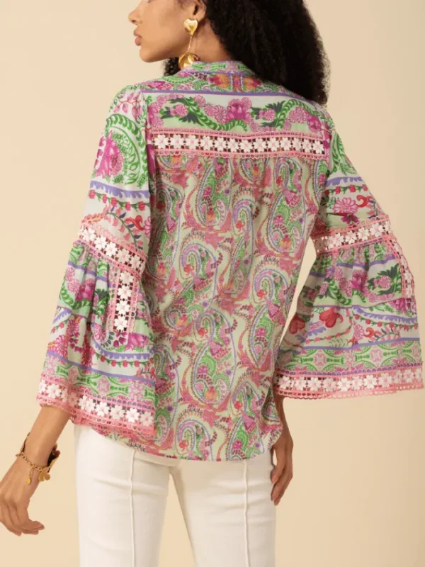 Hale Bob Tops | Luxury Gifts^Women's EZRA Silk Blend Patterned V Neck Top 52TR270A
