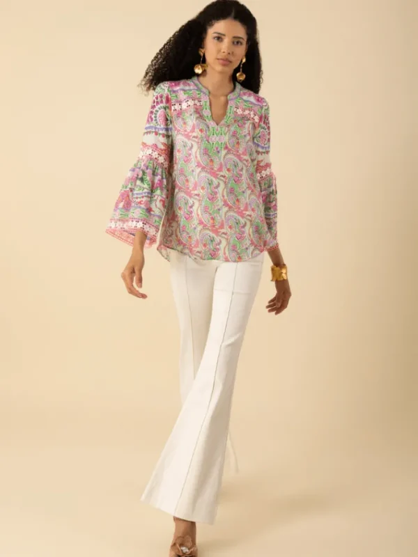 Hale Bob Tops | Luxury Gifts^Women's EZRA Silk Blend Patterned V Neck Top 52TR270A