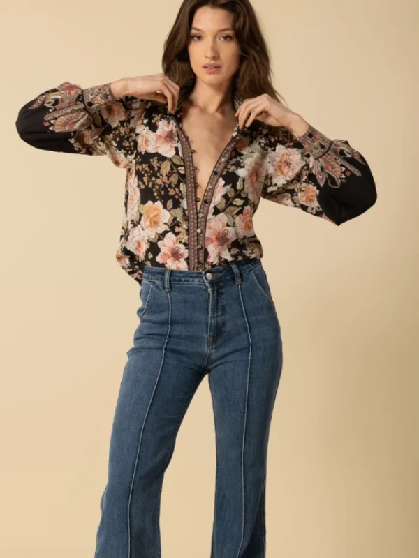 Hale Bob Party Wear | Tops^Women's HANNA Silk Patterned Blouse In Black 4YPR252A Col BLK