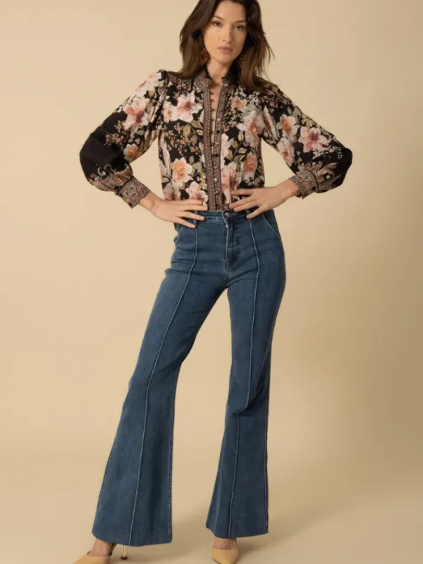 Hale Bob Party Wear | Tops^Women's HANNA Silk Patterned Blouse In Black 4YPR252A Col BLK