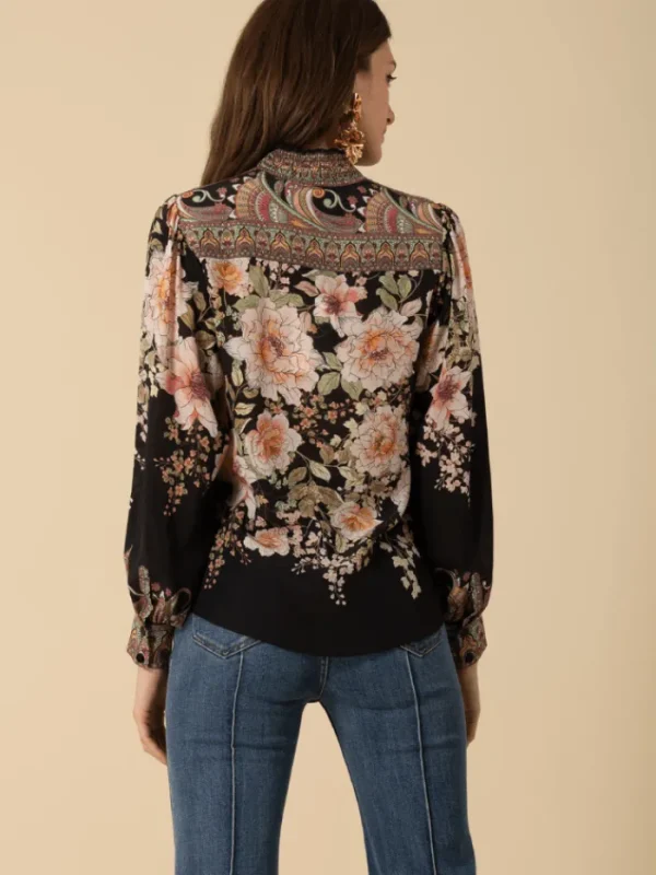 Hale Bob Party Wear | Tops^Women's HANNA Silk Patterned Blouse In Black 4YPR252A Col BLK