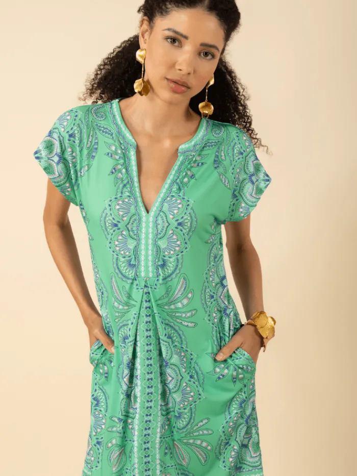 hale_bob_womens_jada_v_ne_3.webp Hale Bob Dresses | Luxury Gifts^Women's JADA V Neck Short Dress In Green 52DP610A
