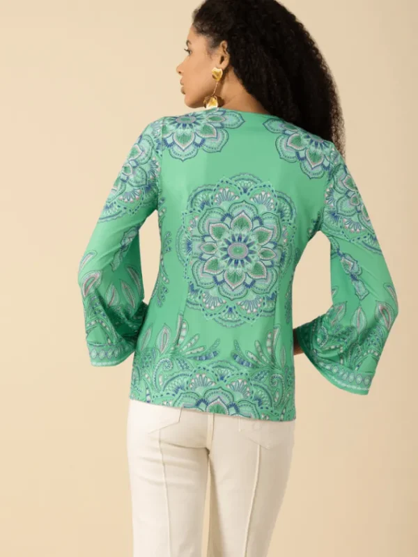 Hale Bob Tops | Luxury Gifts^Women's KIMBER V Neck Top In Green 52DP212A