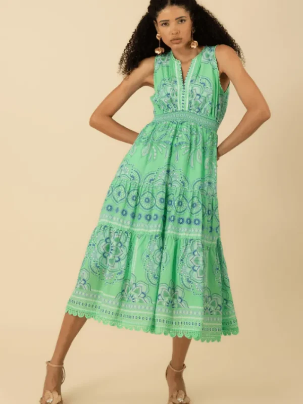 Hale Bob Dresses | Luxury Gifts^Women's LIV Green Sleeveless Midi Dress 52DP612A