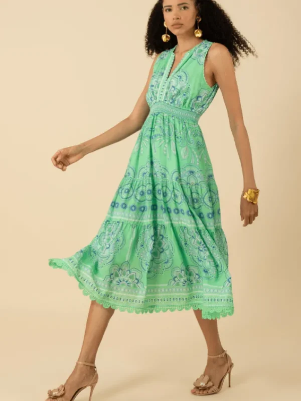 Hale Bob Dresses | Luxury Gifts^Women's LIV Green Sleeveless Midi Dress 52DP612A