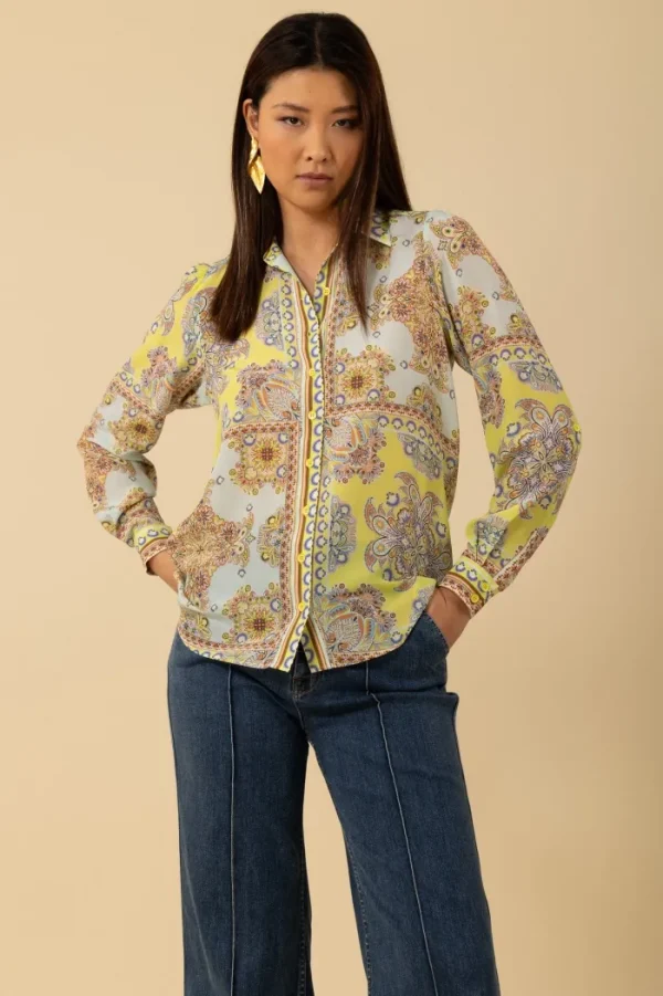 Hale Bob Party Wear | Tops^Women's MADILYNN Silk Blouse In Turquoise 4YAS212A Col TUR