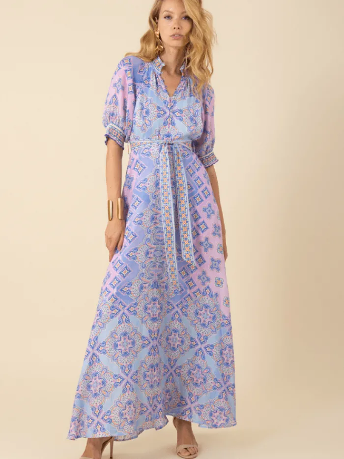 hale_bob_womens_naya_blue_1.webp Hale Bob Dresses | Luxury Gifts^Women's NAYA Blue Patterned Maxi Dress 51AY616M