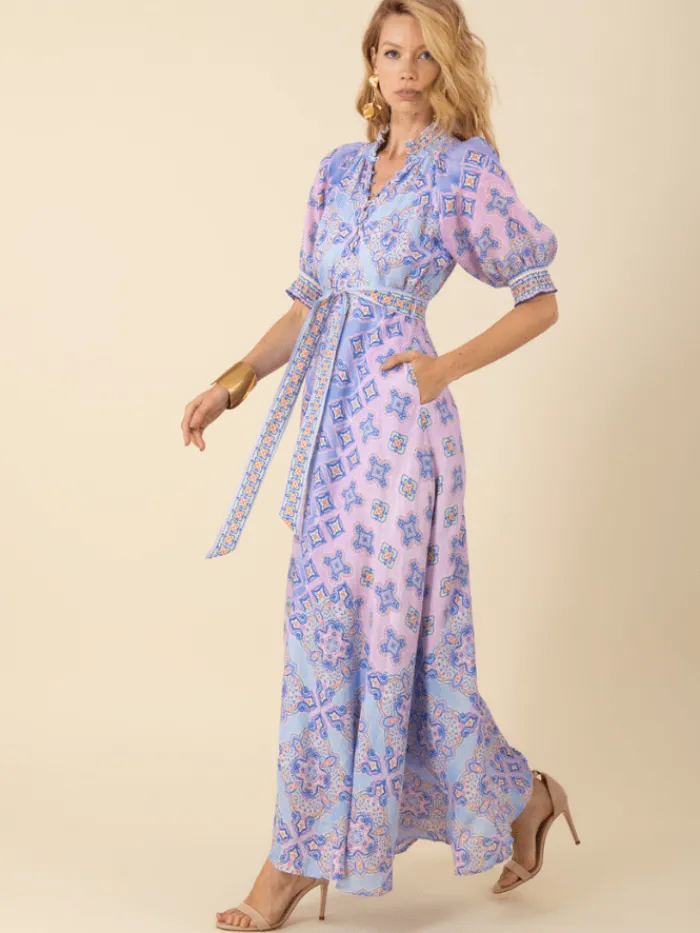 hale_bob_womens_naya_blue_3.webp Hale Bob Dresses | Luxury Gifts^Women's NAYA Blue Patterned Maxi Dress 51AY616M