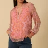 Hale Bob Party Wear | Tops^Women's RENATA Georgette Top In Coral 4YAS210A Col COR