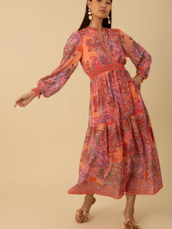 hale_bob_womens_shelby_pa_0-1.webp Hale Bob Dresses | Party Wear^Women's SHELBY Patterned Maxi Dress In Pink 4YDD630L Col PNK