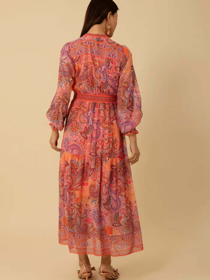 hale_bob_womens_shelby_pa_2-1.webp Hale Bob Dresses | Party Wear^Women's SHELBY Patterned Maxi Dress In Pink 4YDD630L Col PNK