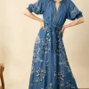 Hale Bob Dresses | Luxury Gifts^WYNTER Embroidered Chambray Midi Dress In Blue 45MW632T