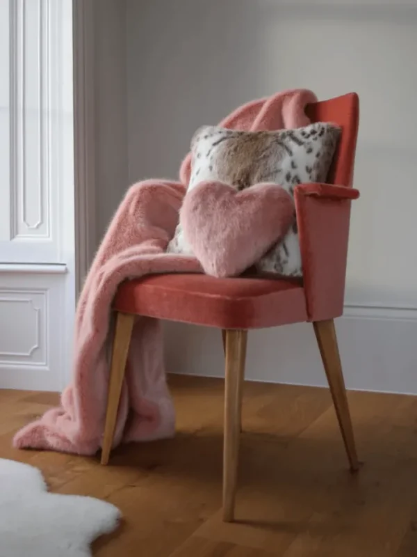 Helen Moore Faux Fur Accessories | Gifts Under £100^(CS) Standard Pink Faux Fur Heart Blossom Cloud Cushion