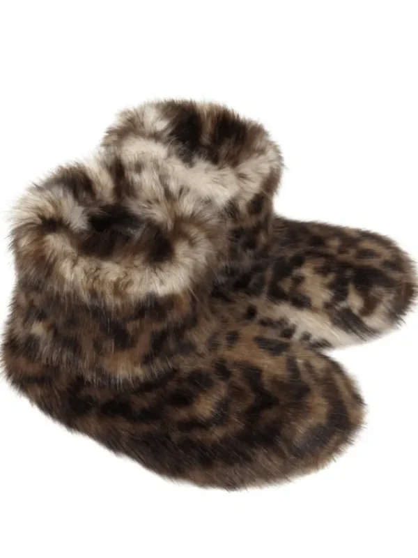 Helen Moore Slippers | Footwear^Vegan Fur Slipper Boots In Ocelot Animal Print