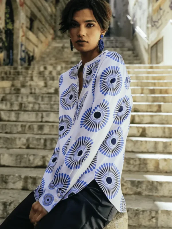 Herzen’s Angelegenheit Tops | Luxury Gifts^Women's Silk Patterned Tunic Blouse 25244-6166