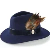 Hicks and Brown Gifts Under £100 | Hats & Hair Accessories^T Chelsworth Fedora Navy Velvet Coque and Pheasant Fea