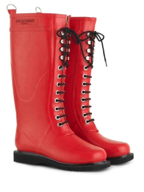 Ilse Jacobsen Footwear | Footwear^Long Length Rubber Lace Up Wellington Boots Red RUB1 303