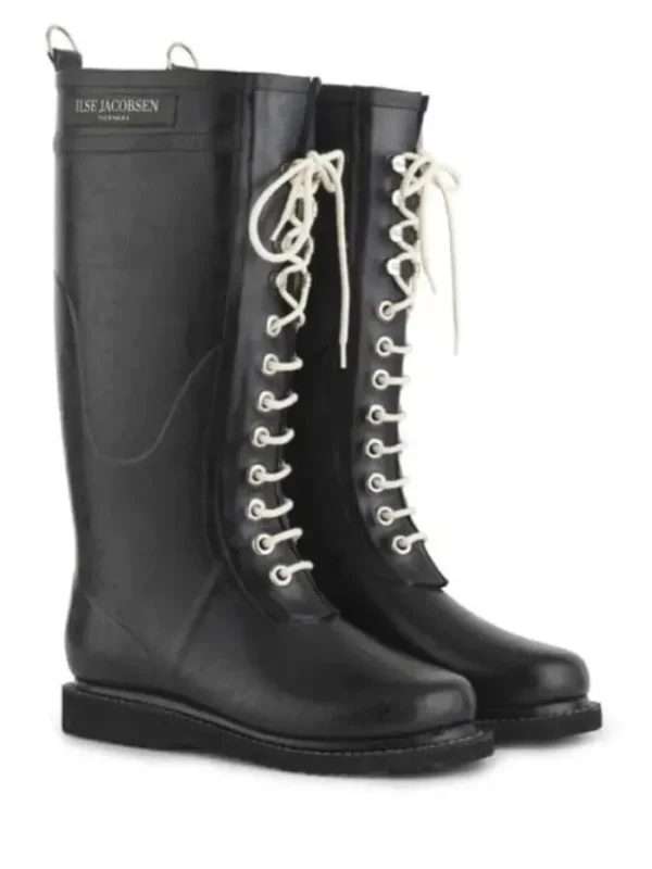 Ilse Jacobsen Wellies | Footwear^Long Length Rubber Lace Up Wellington Boots Black RUB1 0