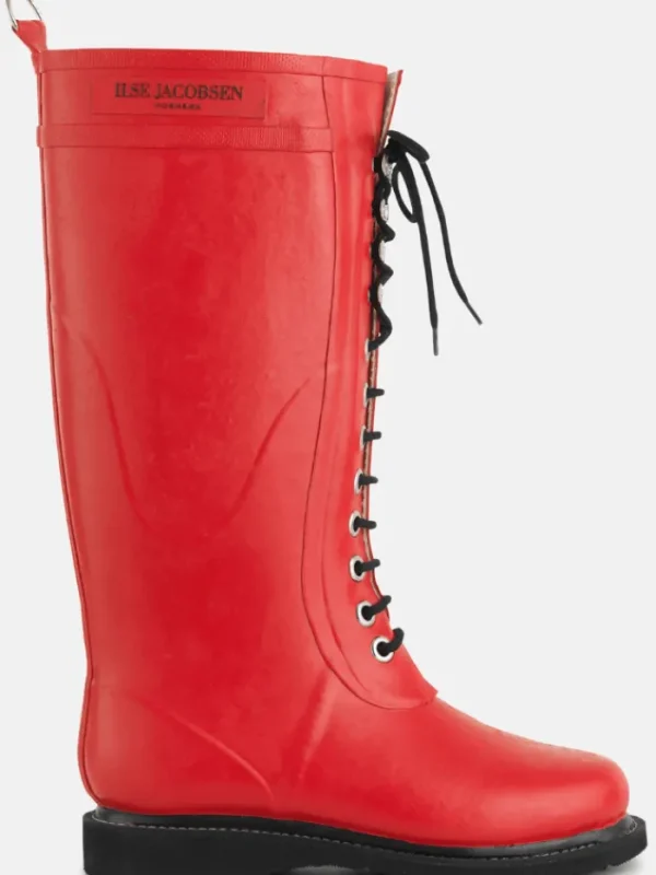 Ilse Jacobsen Footwear | Footwear^Long Length Rubber Lace Up Wellington Boots Red RUB1 303