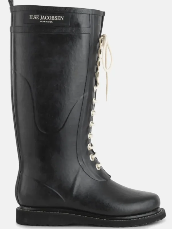 Ilse Jacobsen Wellies | Footwear^Long Length Rubber Lace Up Wellington Boots Black RUB1 0