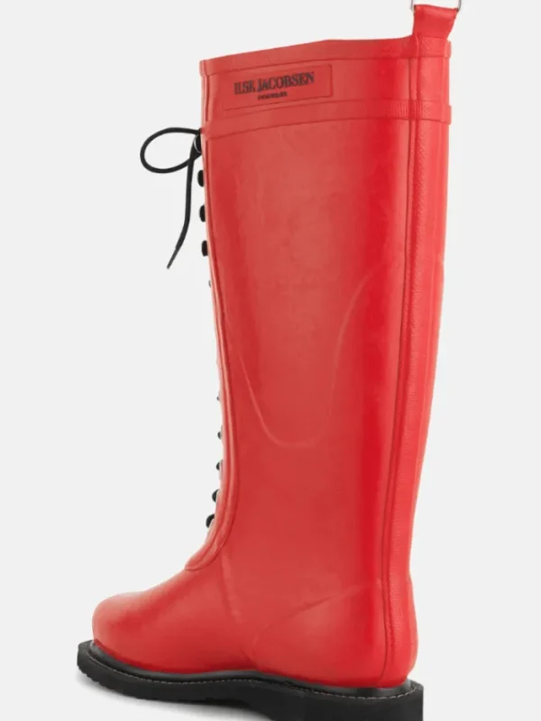 Ilse Jacobsen Footwear | Footwear^Long Length Rubber Lace Up Wellington Boots Red RUB1 303
